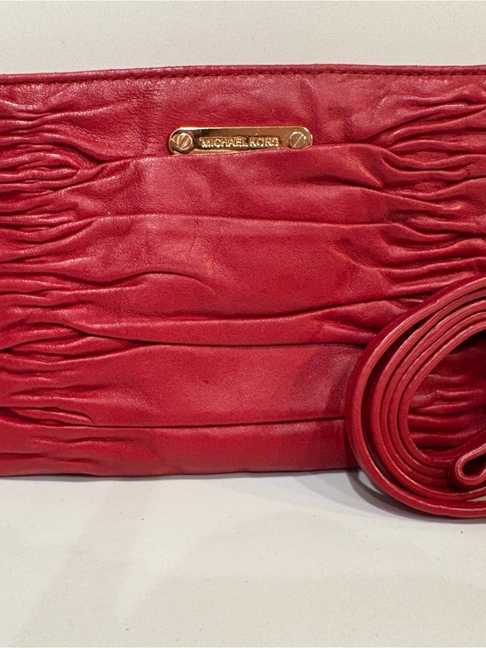 Michael Kors Handbags - Michael Kors Small Red Leather Scrunch Clutch With Removable Shoulder Strap